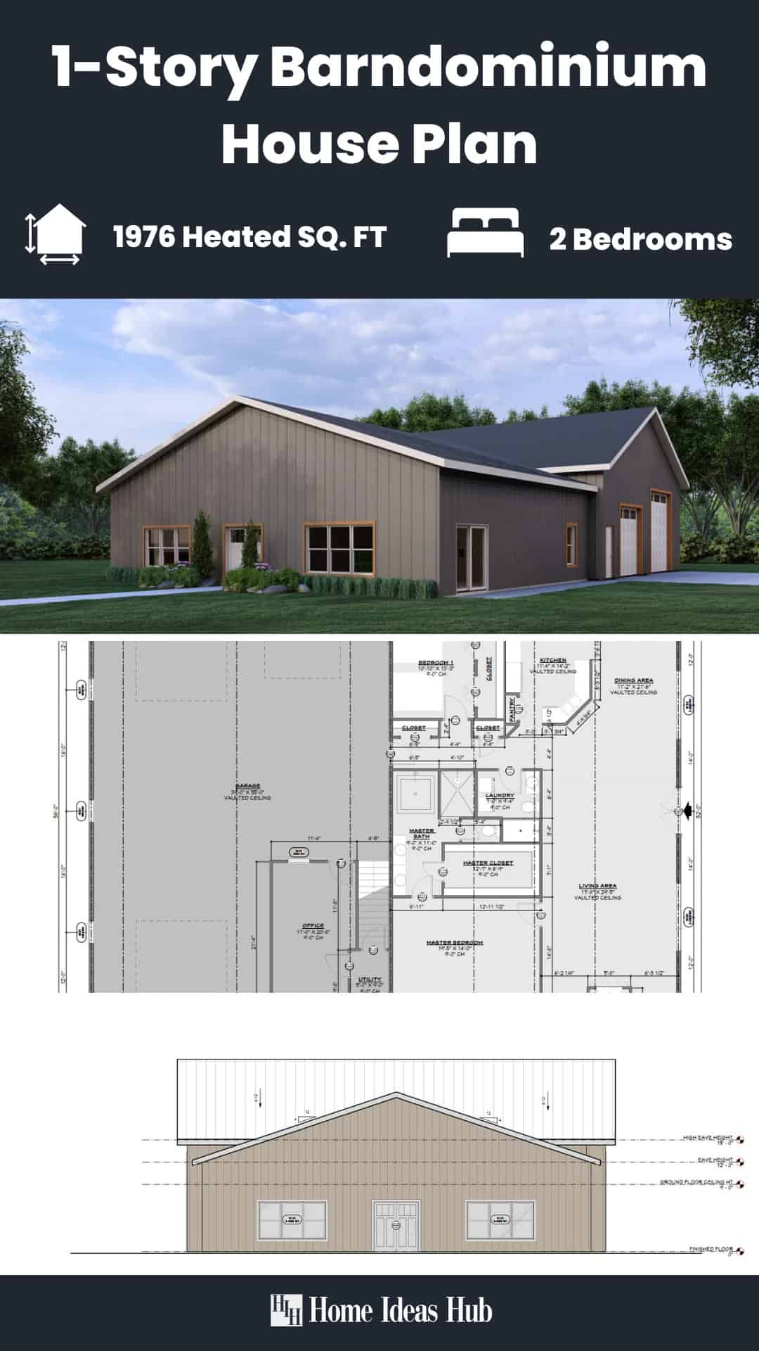 Modern 1-Story Home with 2 Bedrooms, Office, and 3-Car Garage