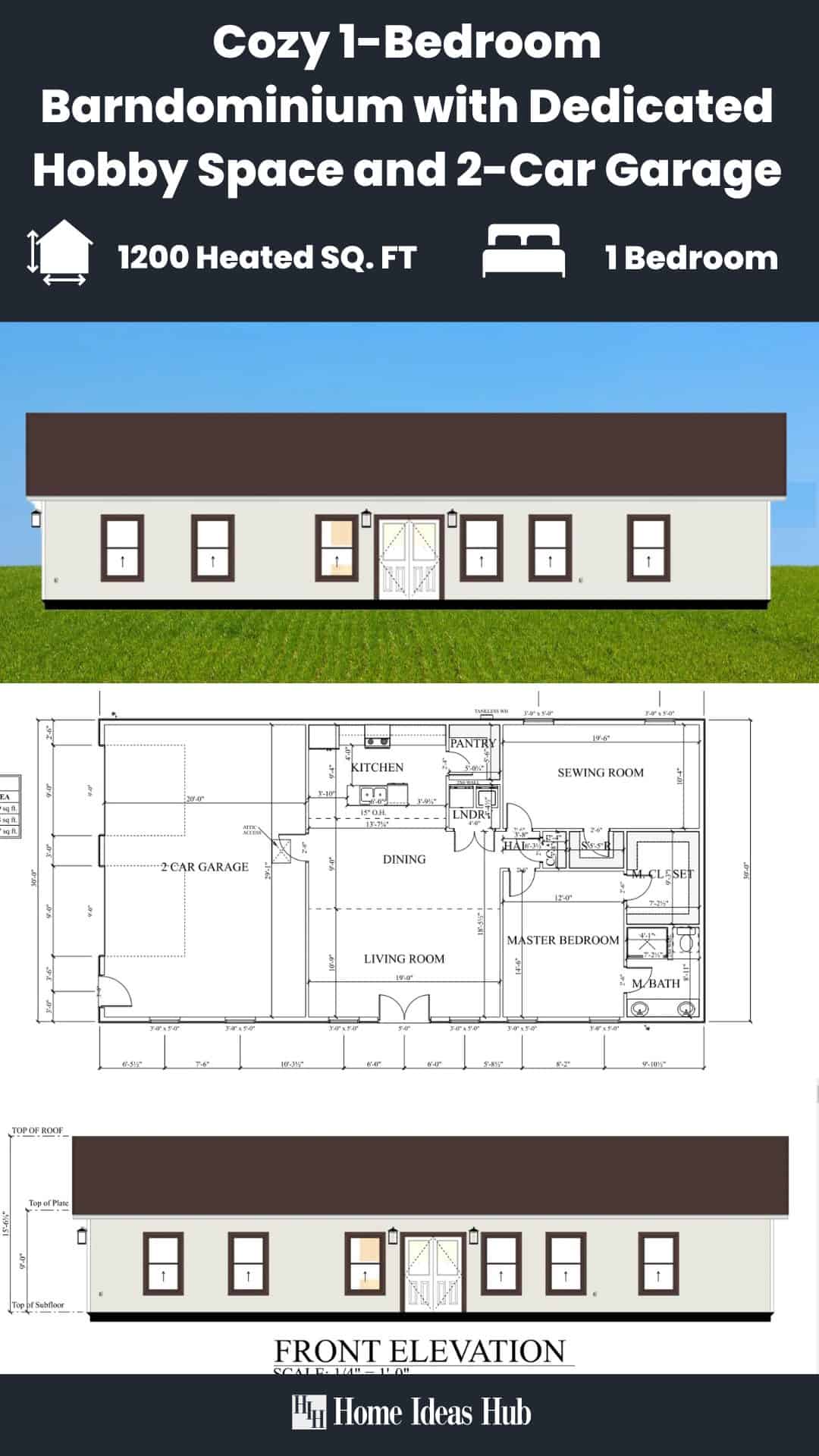 Cozy 1-Bedroom Barndominium with Dedicated Hobby Space and 2-Car Garage