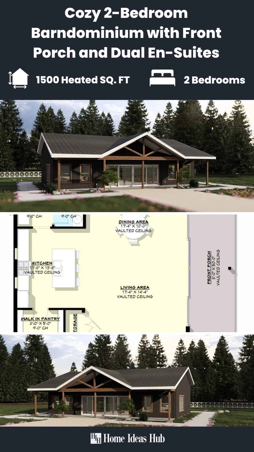 Cozy 2-Bedroom Barndominium with Front Porch and Dual En-Suites
