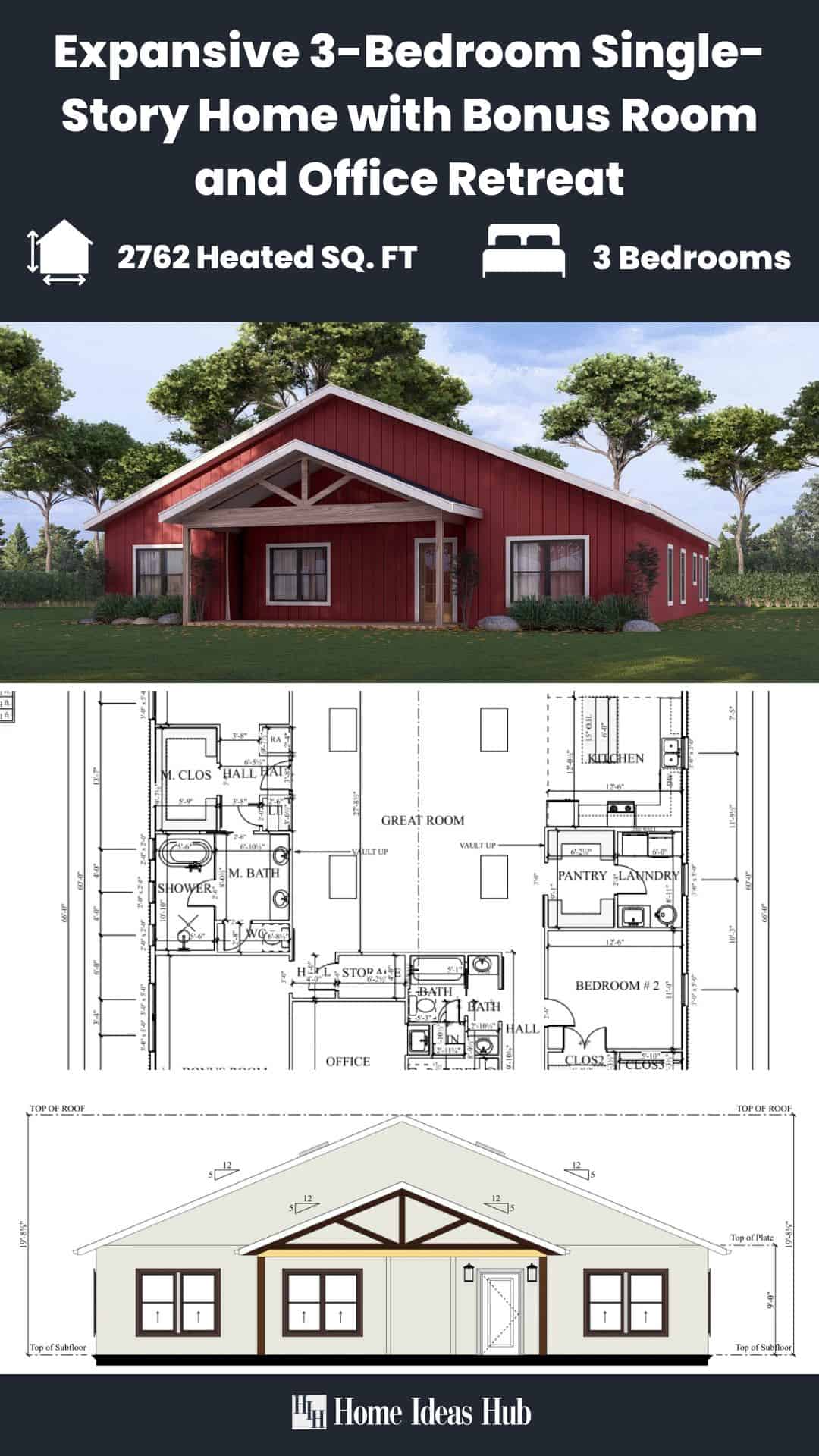 Expansive 3-Bedroom Single-Story Home with Bonus Room and Office Retreat