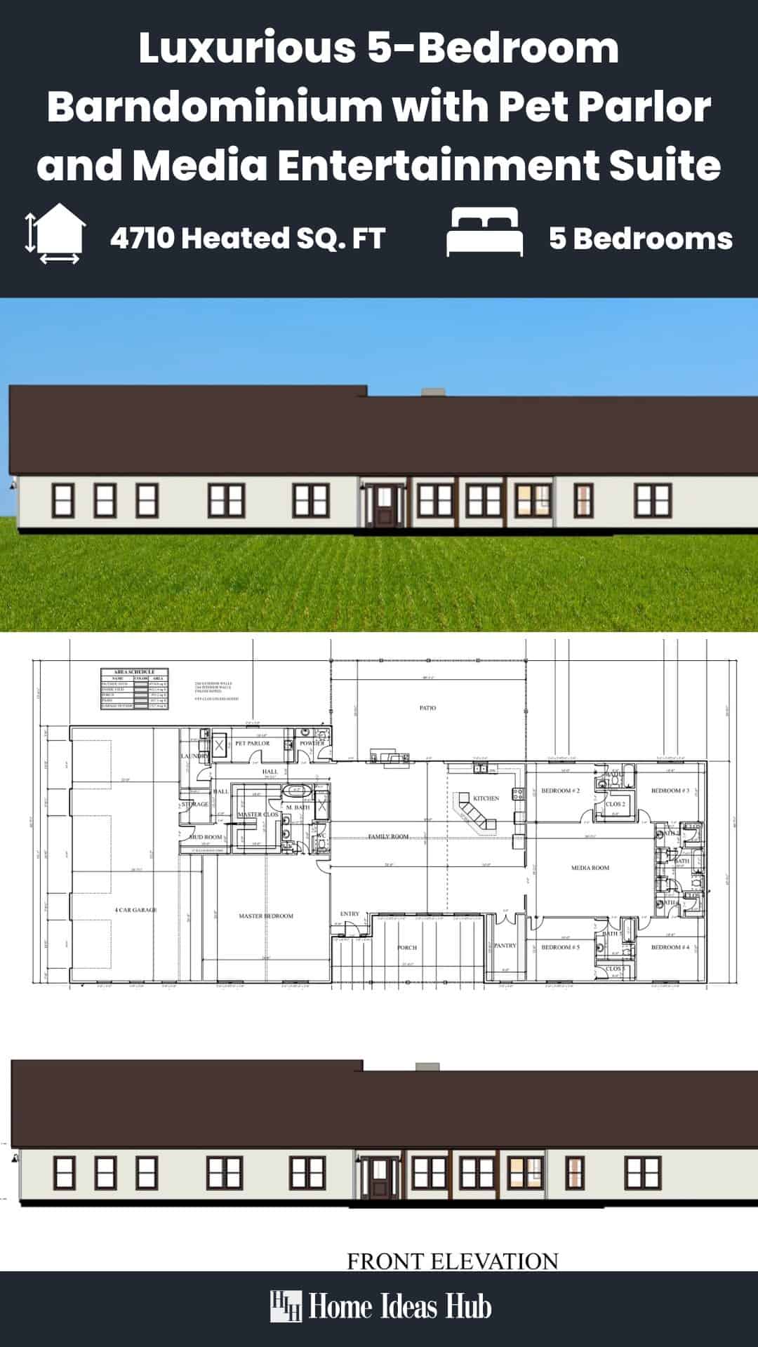 Luxurious 5-Bedroom Barndominium with Pet Parlor and Media Entertainment Suite